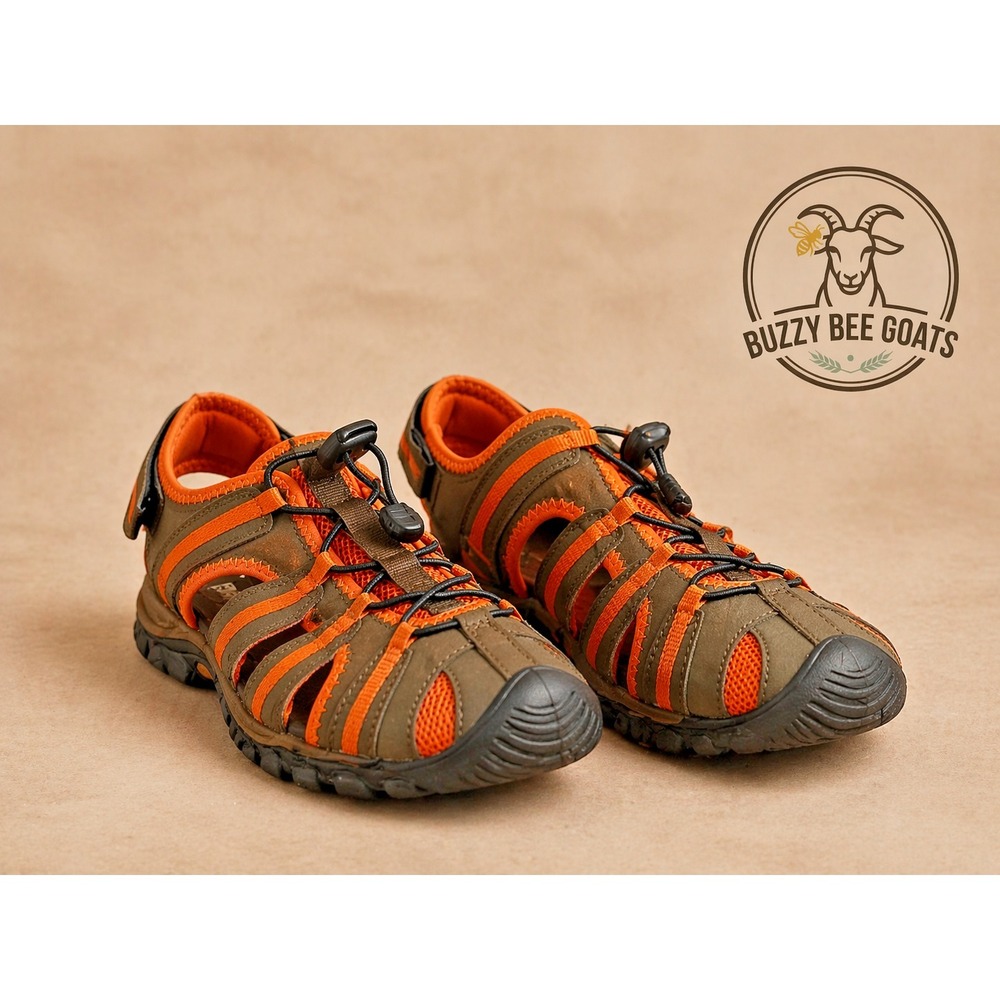 KAMIK ESCAPE MENS WATER SANDALS OLIVE ORANGE CLOSED TOE HIKING SZ 9
